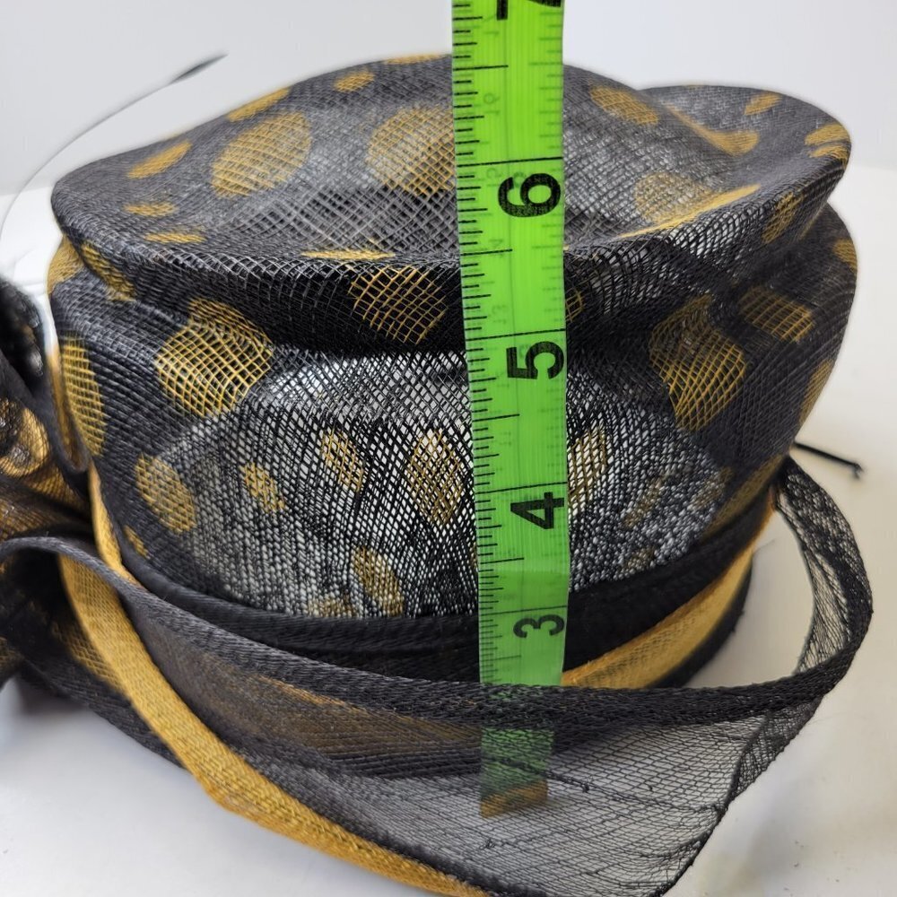 Black and Gold Polka Dots Pillbox Hat Church Hat Weddings - Picture 6 of 15